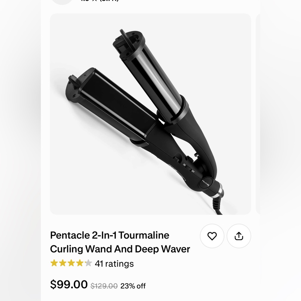 Pentacle 2-in-1 Tourmaline Curling Wand & Deep Waver - Black
